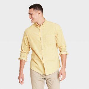 NEW Men's Long Sleeve  Corduroy Button-Down Shirt Goodfellow & Co Sandy Gold